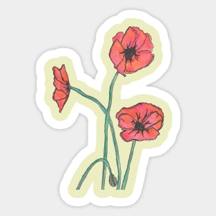 Red Poppies Sticker